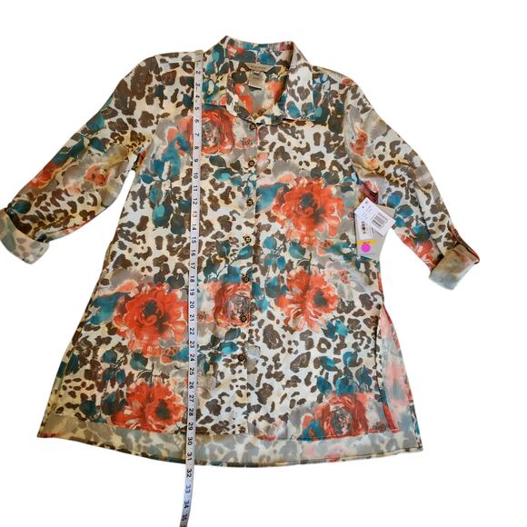 NWT Multiples The Mimi Tunic Blouse Roll-tab Sleeves Tunic Side Slits sz small - Picture 11 of 14